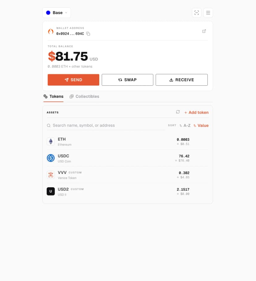 OpenBurner wallet dashboard